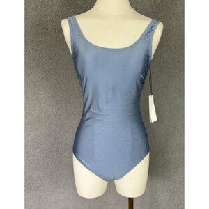 Calvin Klein Women's One-Piece Swimsuit Lined UPF 50+ Blue Size 6 New With Tags.